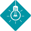 Icon 5 - lightbulb on Blue Background - 100x100